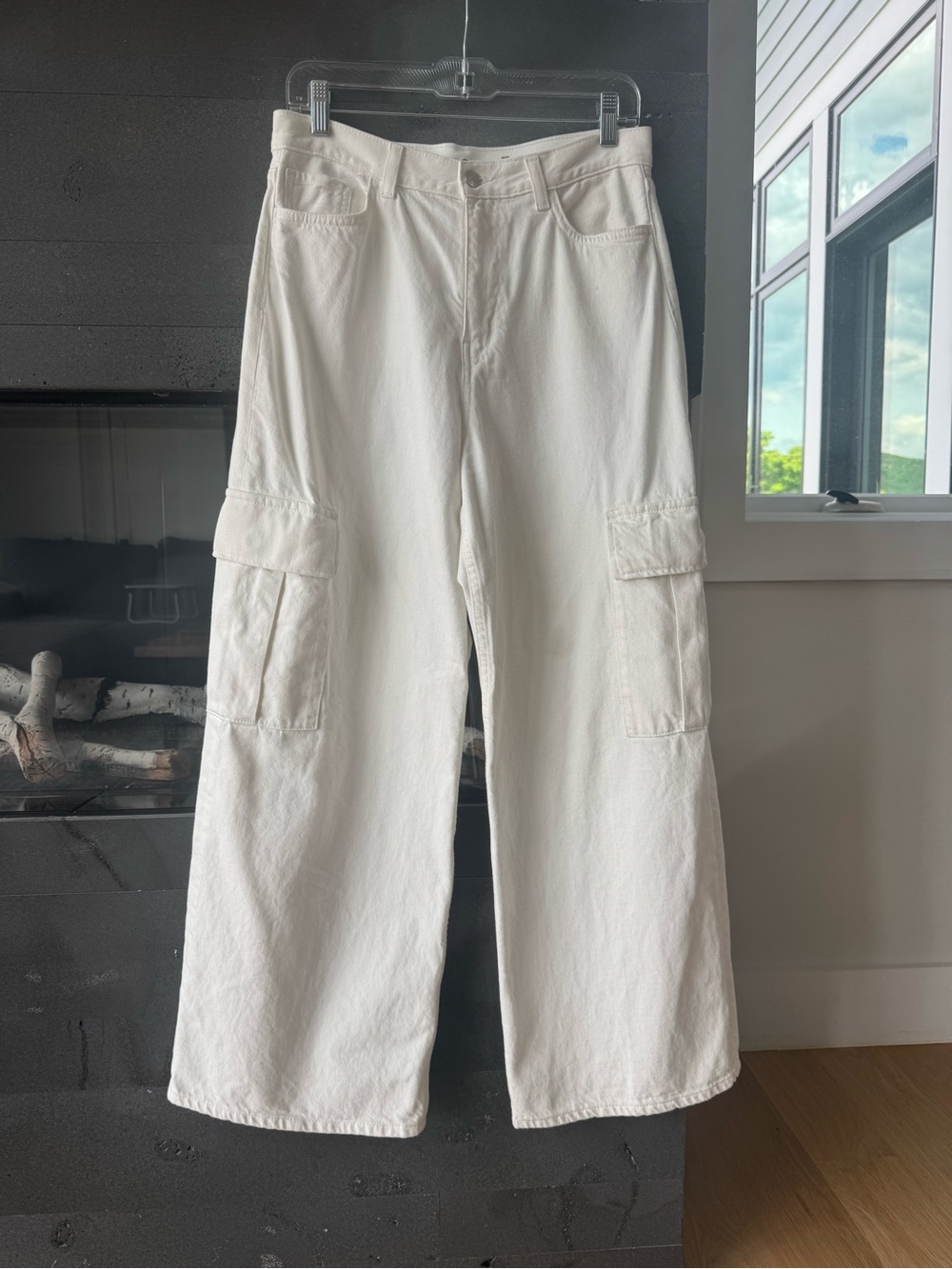 COS White Wide-Leg cargo jeans pants 27